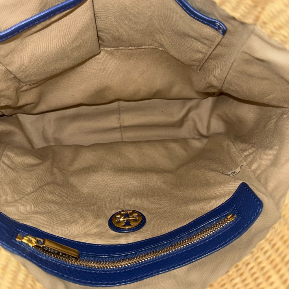 Tory Burch Leather Trim Raffia Tote Bag - Picture 8 of 9